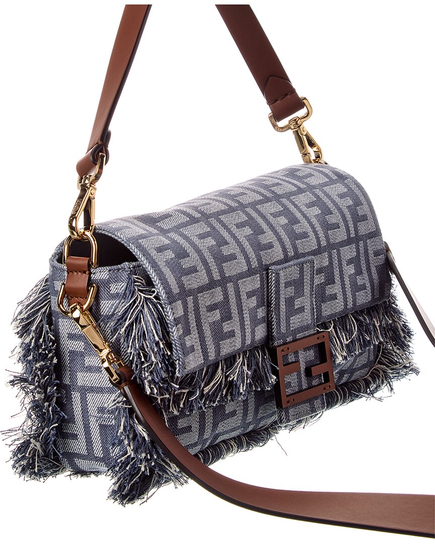 Fendi Baguette Ff Denim & Leather Shoulder Bag