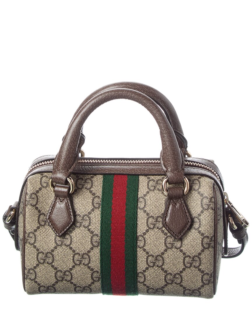 Gucci Ophidia Mini Gg Supreme Canvas & Leather Boston Bag