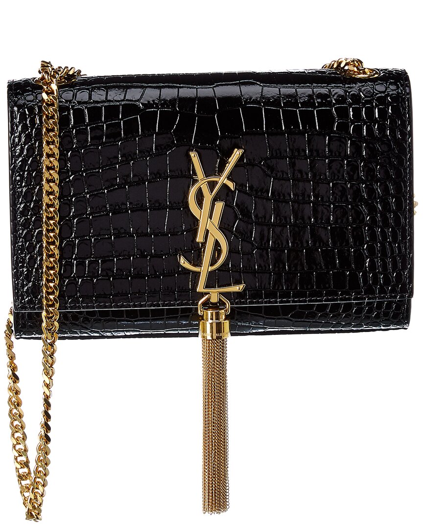 Saint Laurent Kate Tassel Small Croc-Embossed Leather Shoulder Bag