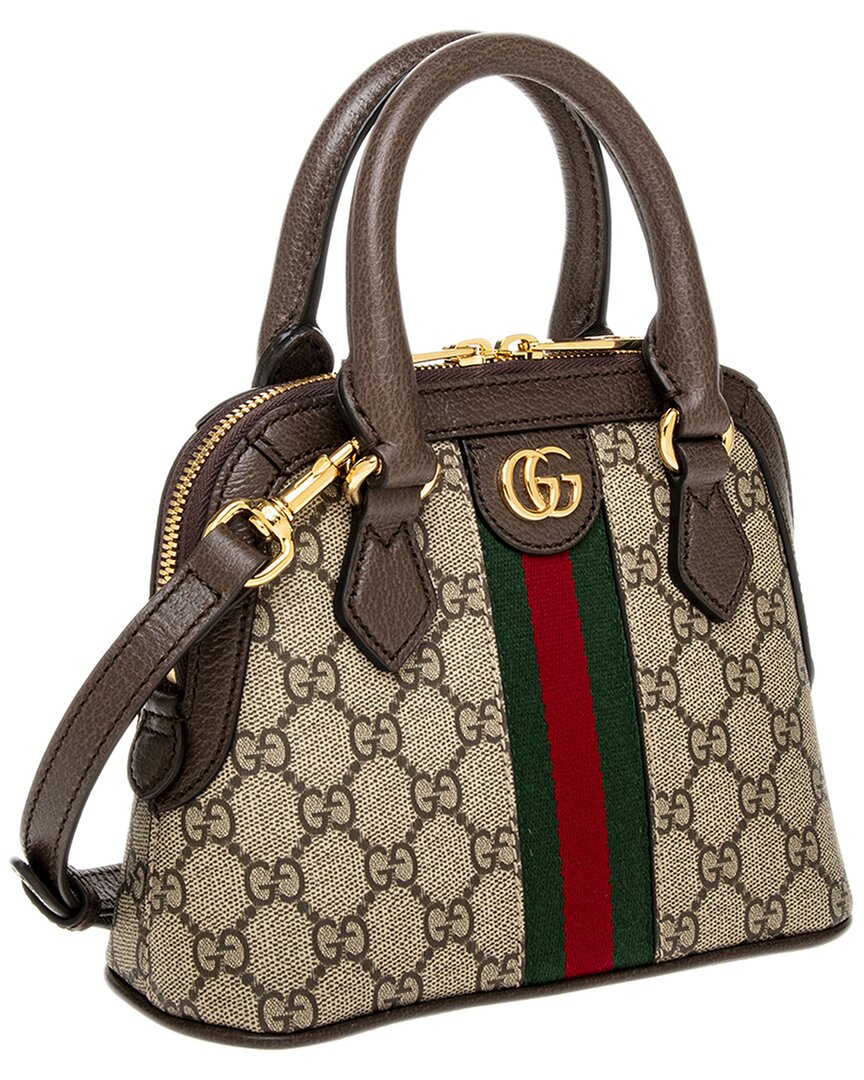 Gucci Ophidia Mini Gg Supreme Canvas & Leather Top Handle Bag