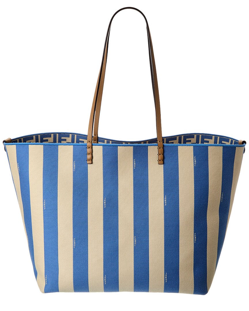 Fendi Roll Large Reversible Leather-Trim Tote