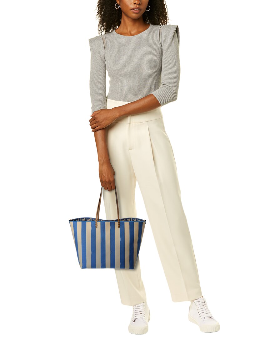 Fendi Roll Large Reversible Leather-Trim Tote