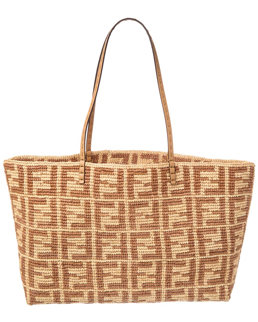 Fendi Roll Large Ff Raffia Tote