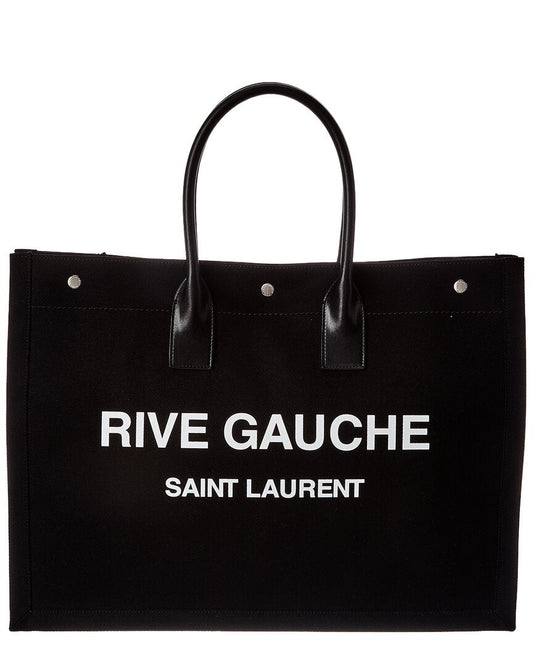 Saint Laurent Rive Gauche Large Canvas & Leather Tote