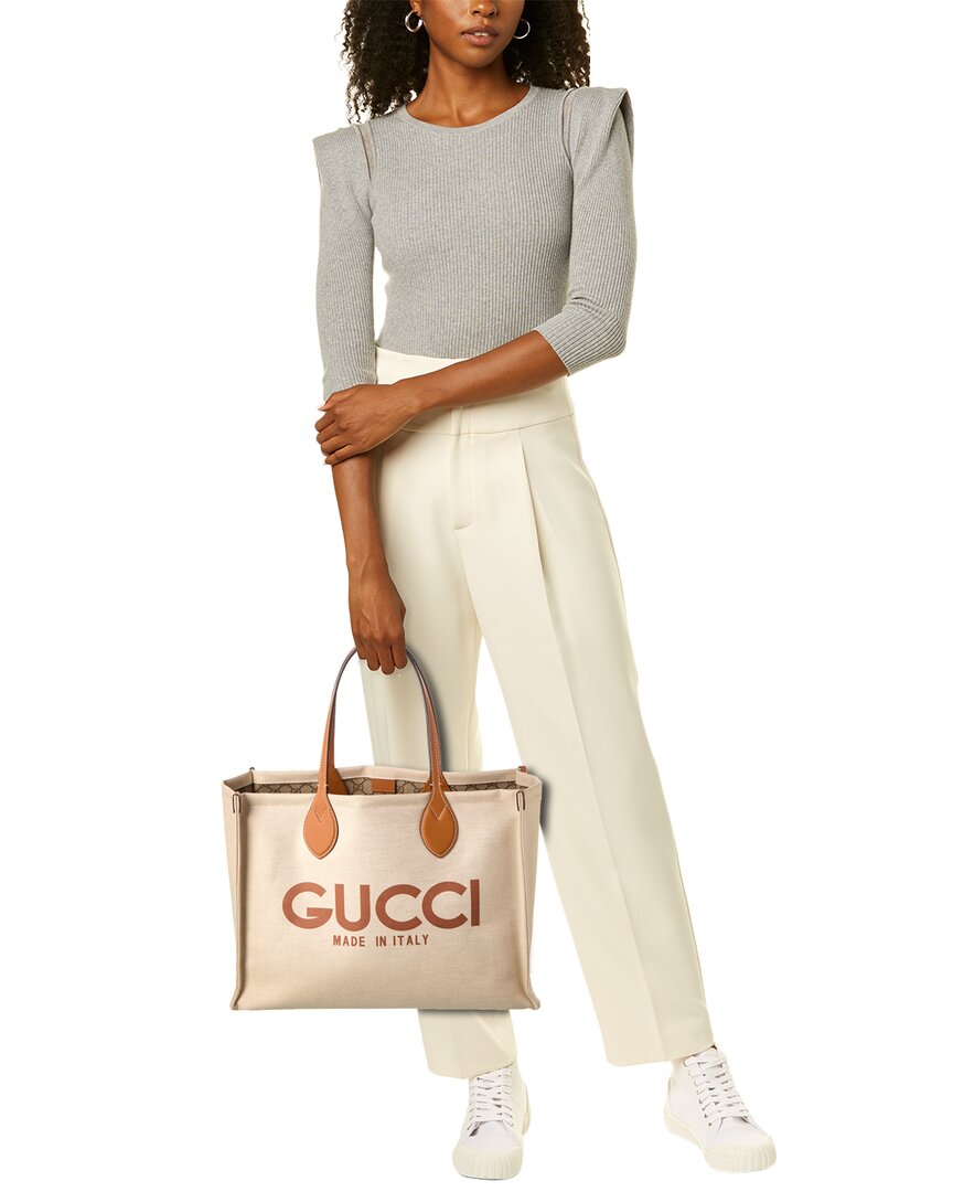 Gucci Medium Canvas & Leather Tote