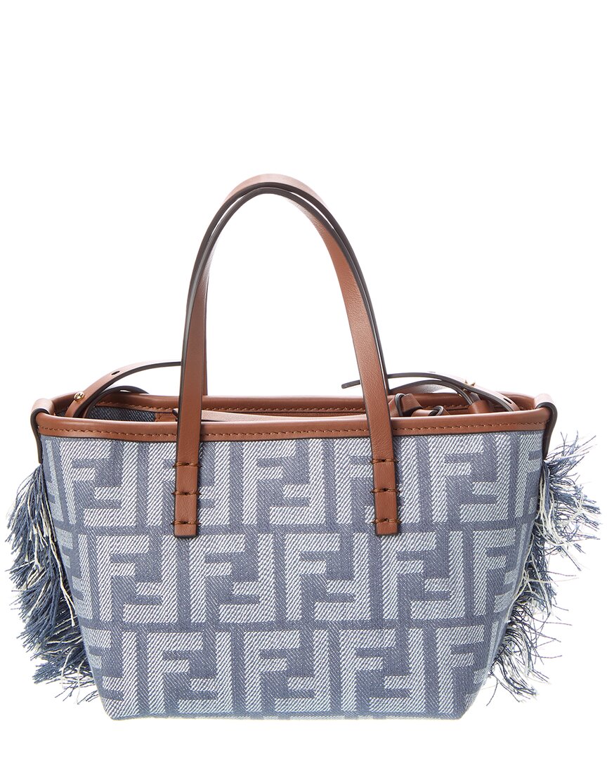Fendi Roll Mini Ff Denim & Leather Tote