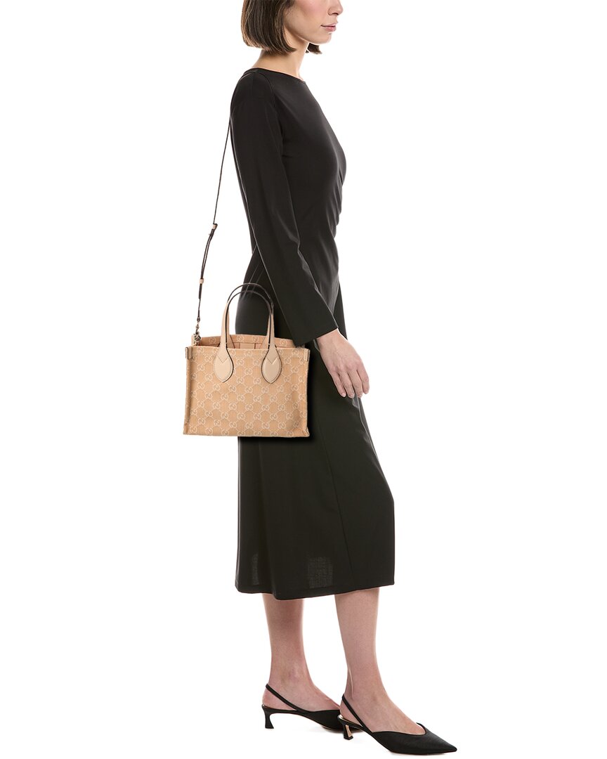 Gucci Ophidia Medium Gg Denim & Leather Tote