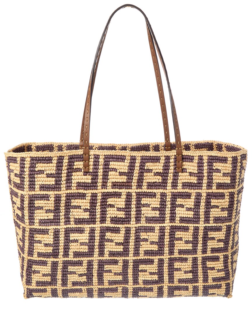 Fendi Roll Large Ff Raffia Tote