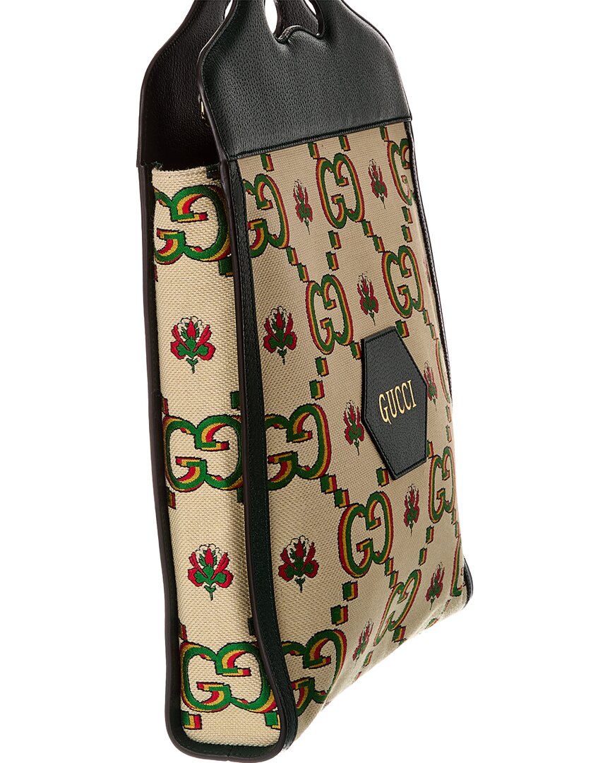 Gucci Centennial 100 Medium Canvas & Leather Tote