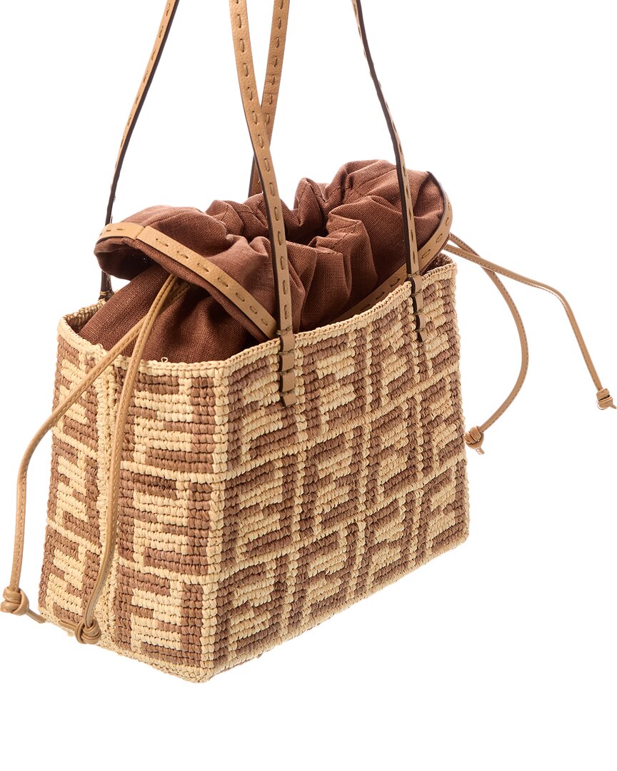 Fendi Roll Mini Ff Raffia Tote