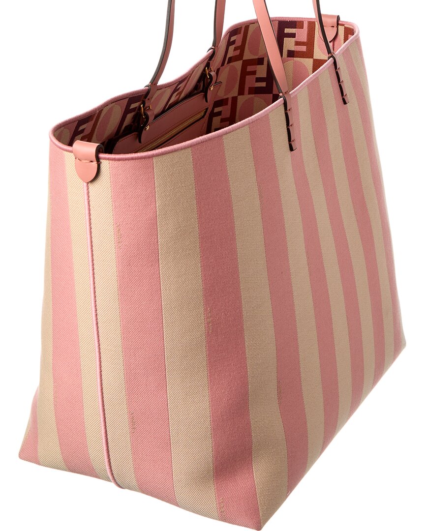 Fendi Roll Large Canvas & Leather Tote