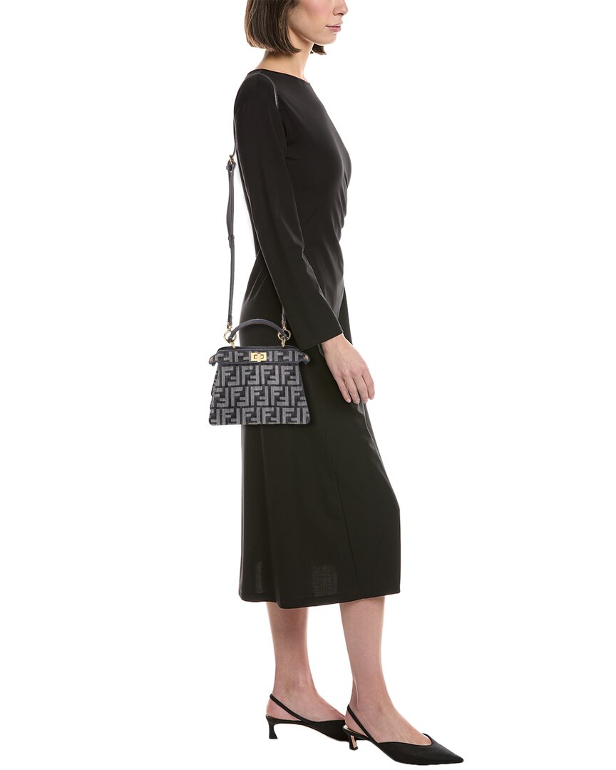 Fendi Peekaboo Iseeu Petite Ff Denim & Leather Tote