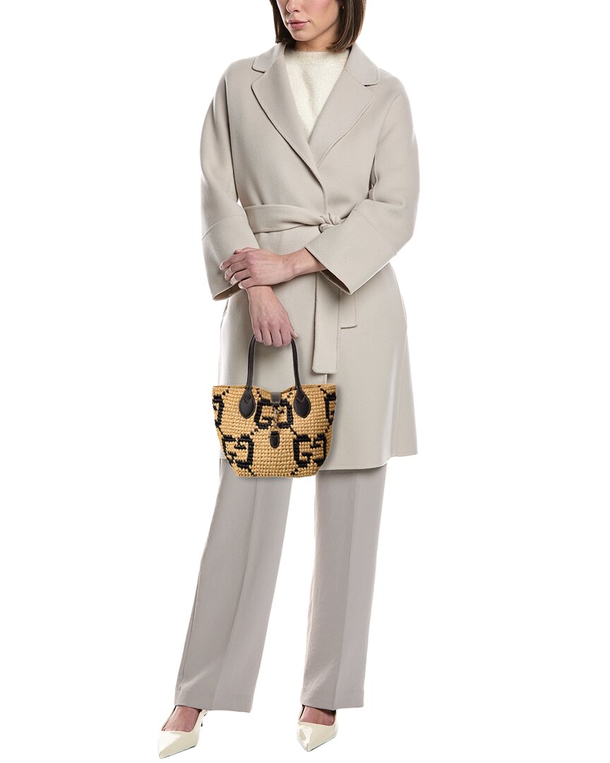 Gucci Woven Small Leather-Trim Tote