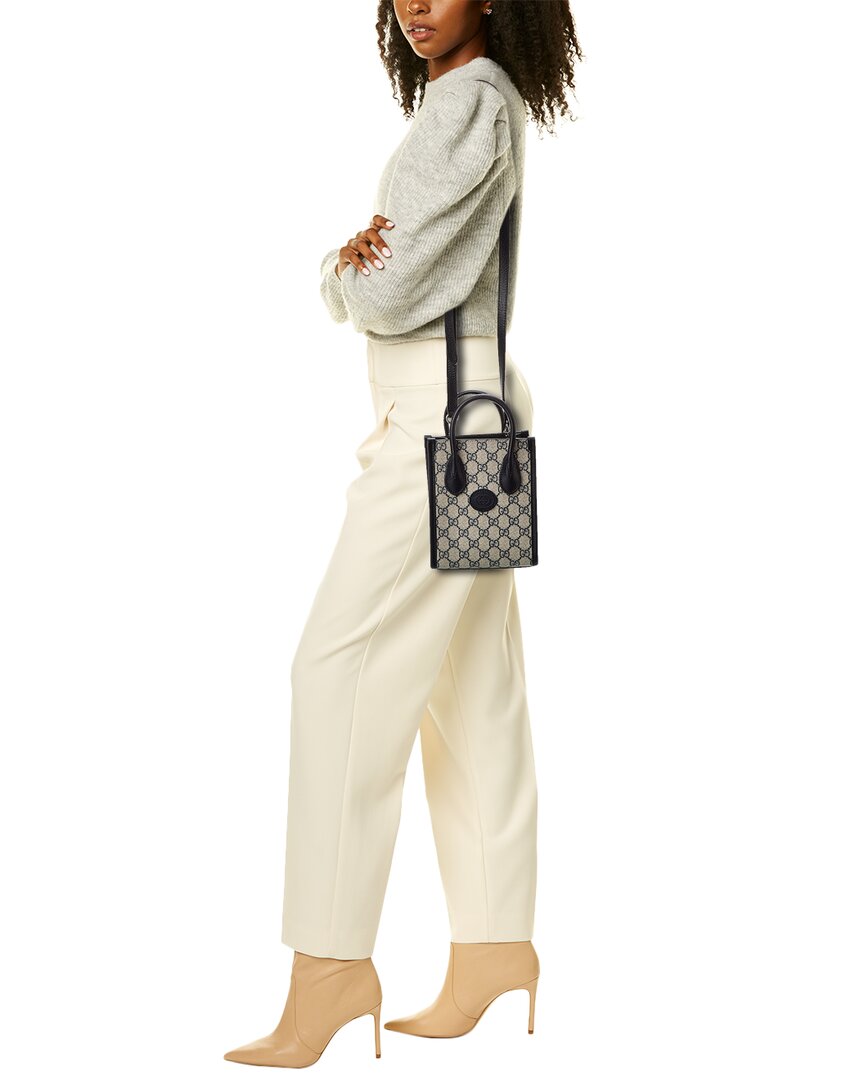 Gucci Mini Gg Supreme Canvas & Leather Tote