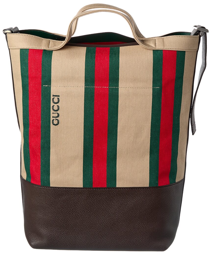 Gucci Large Canvas & Leather Tote