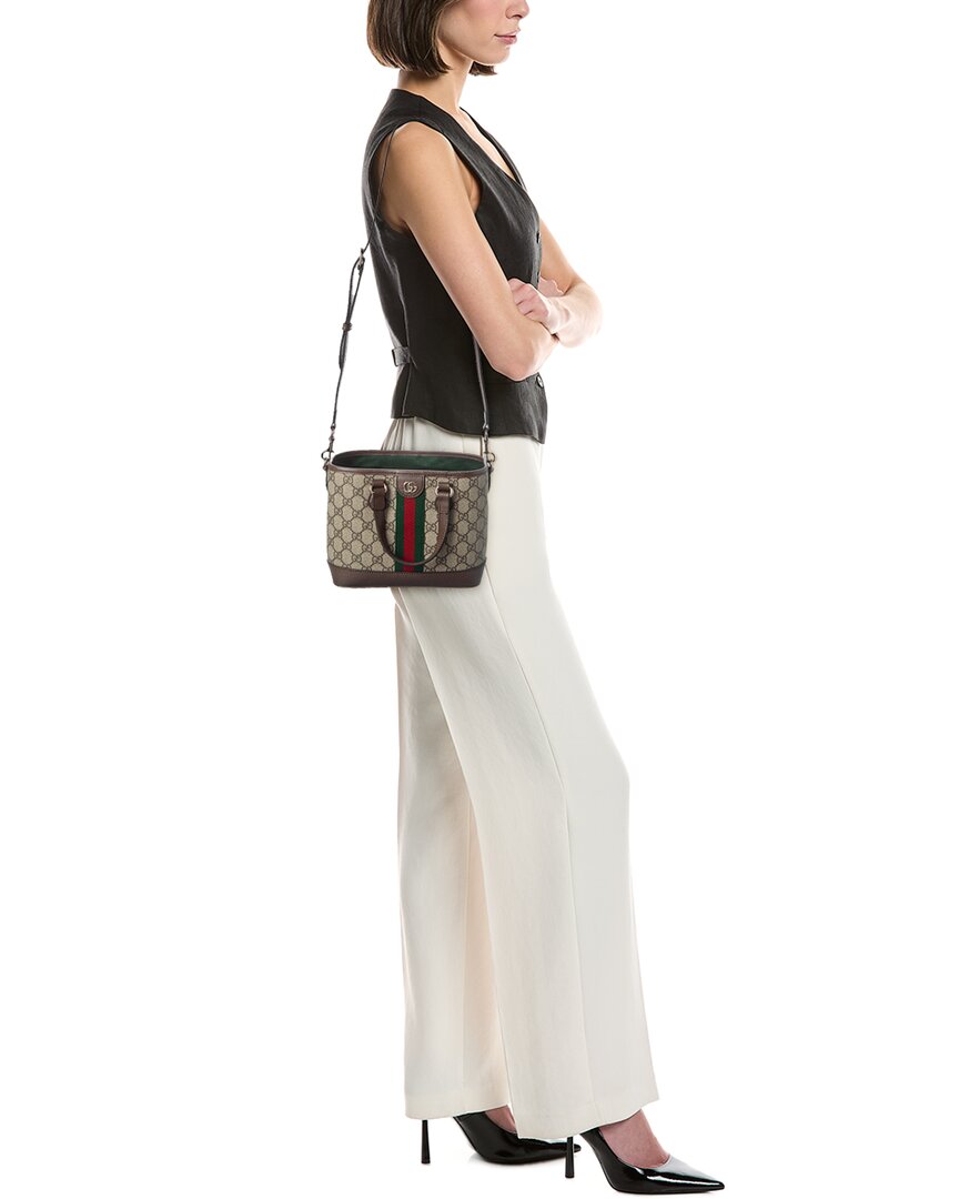 Gucci Ophidia Small Gg Supreme Canvas & Leather Tote