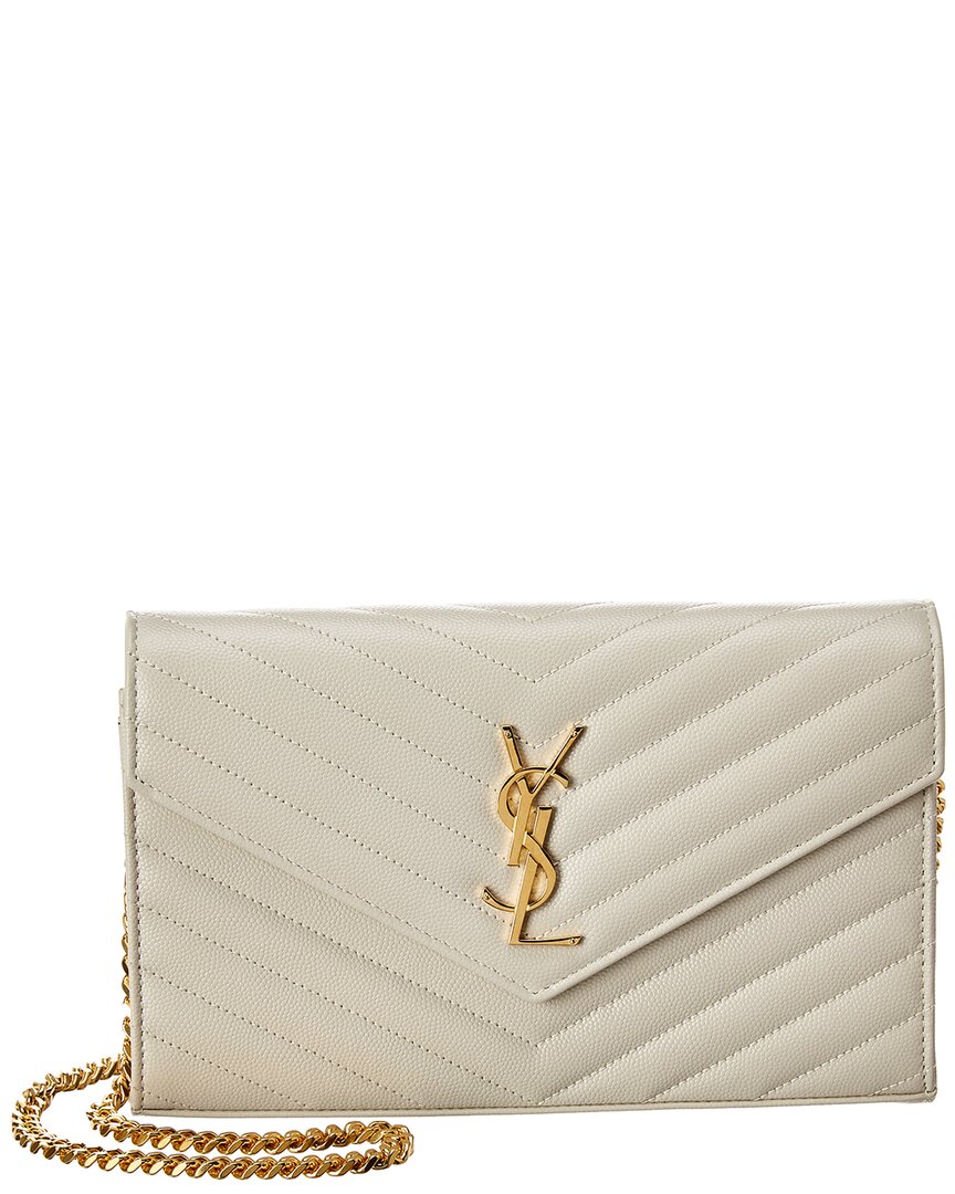Saint Laurent Envelope Monogram Matelasse Leather Wallet On Chain, Black