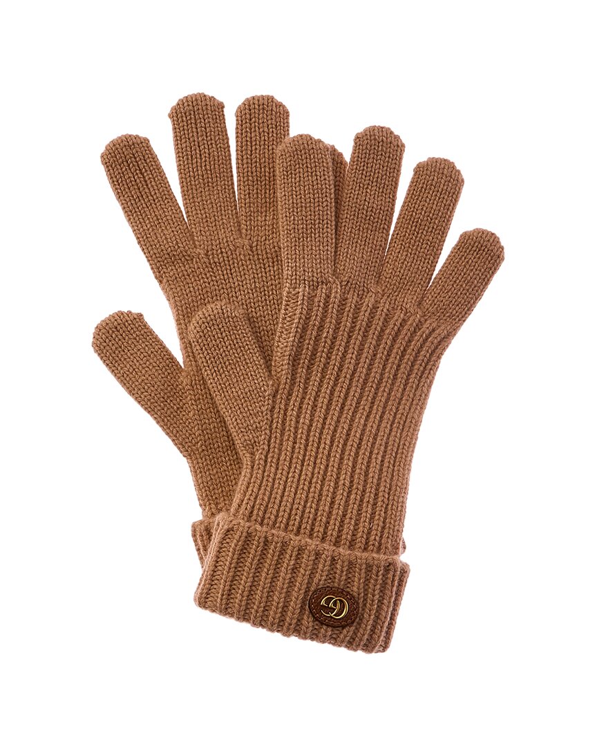 Gucci Double G Leather-Trim Wool & Cashmere-Blend Gloves