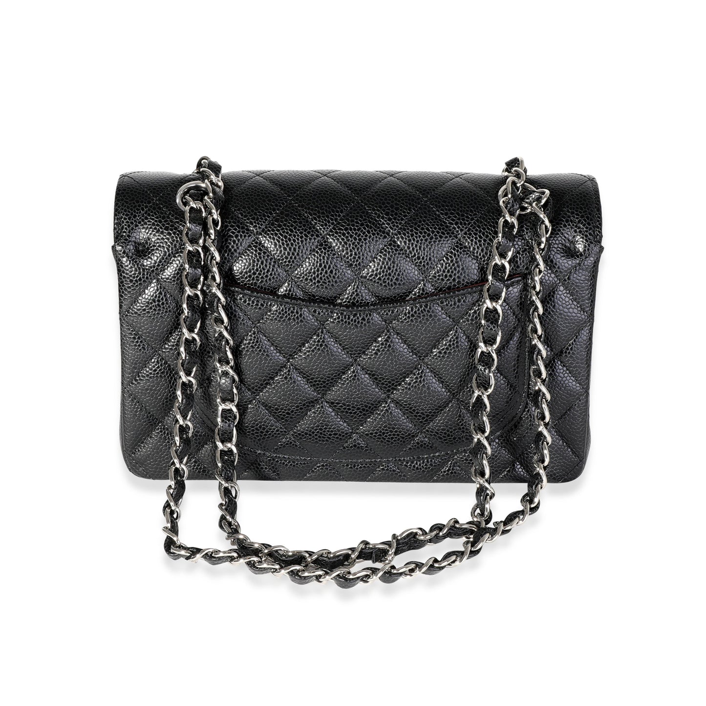 CHANEL Black Quilted Caviar Small Classic Double Flap Bag