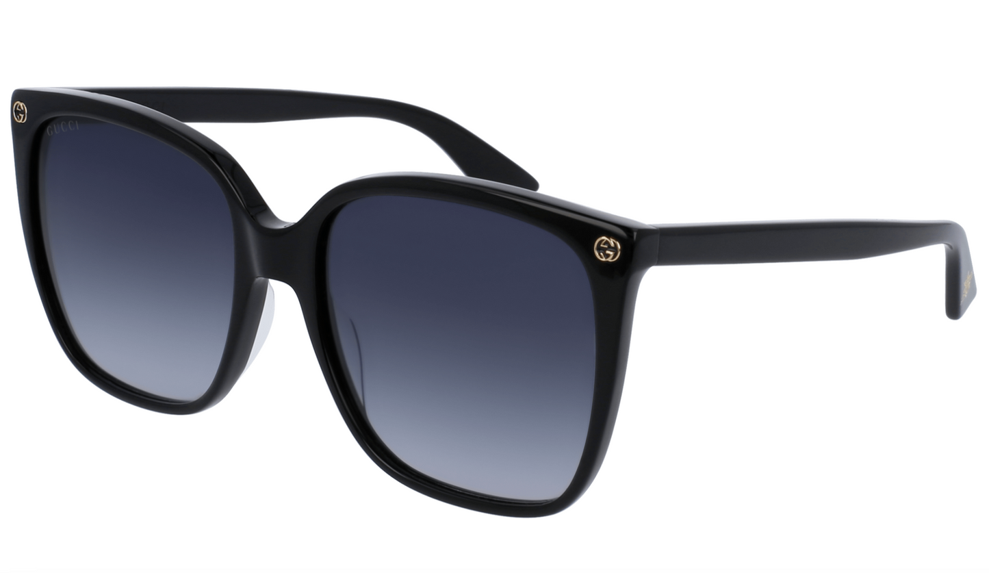 Gucci GG0022S-001 Oversized Black Square Sunglasses with Grey Lenses