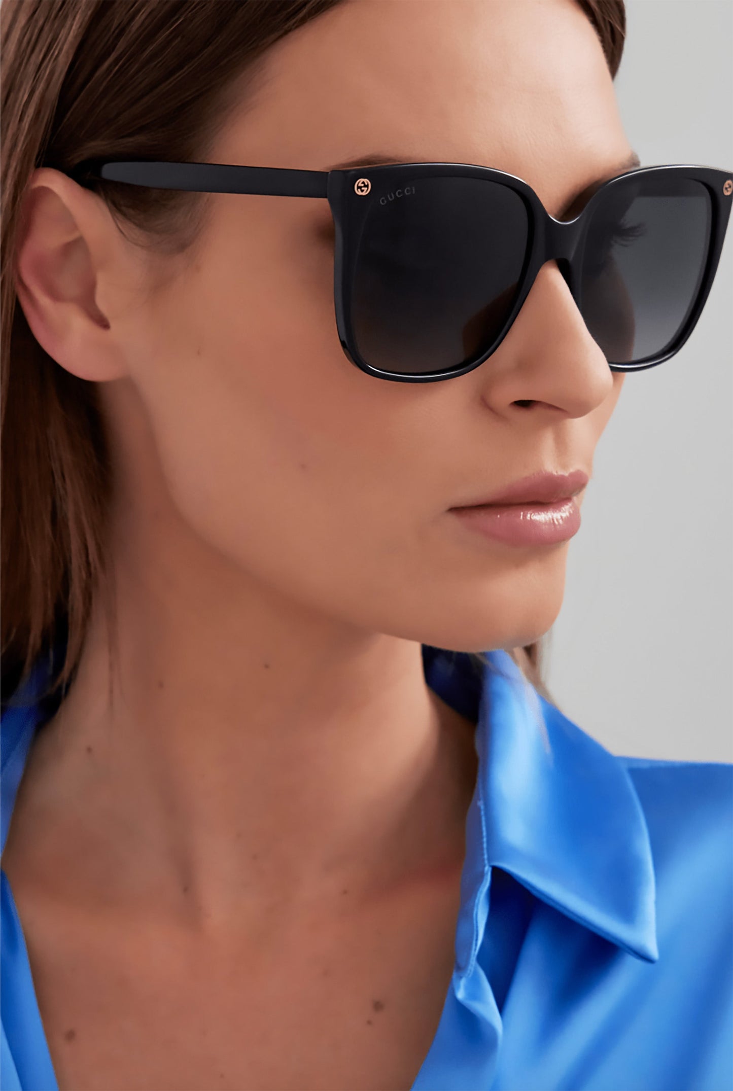 Gucci GG0022S-001 Oversized Black Square Sunglasses with Grey Lenses