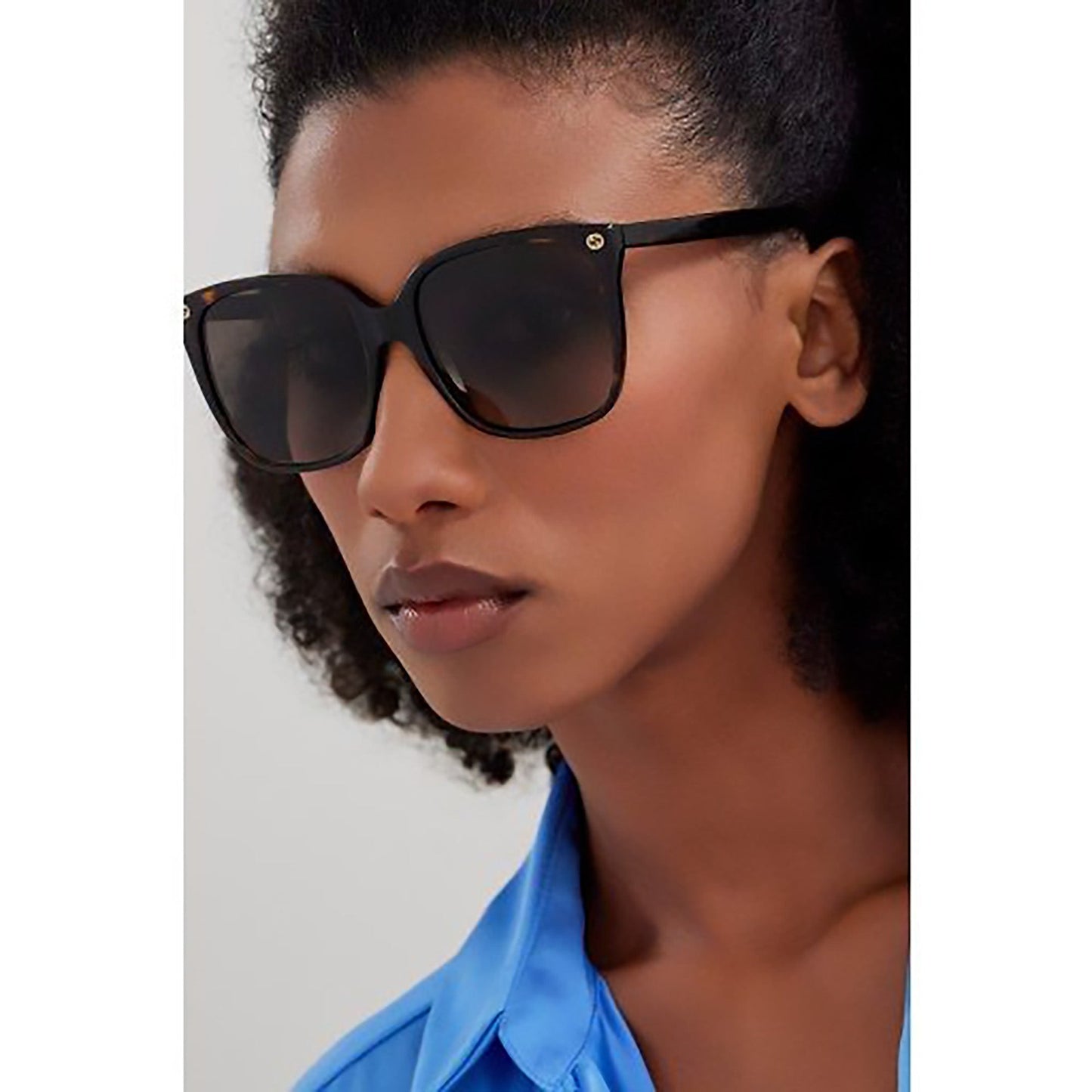 Gucci GG0022S-003 Oversized Havana Square Sunglasses with Gradient Lenses