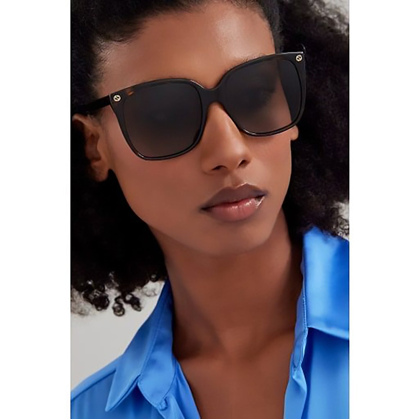 Gucci GG0022S-003 Oversized Havana Square Sunglasses with Gradient Lenses