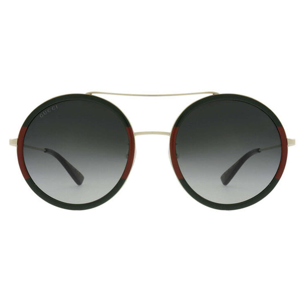 Gucci GG0061S-003  Round Sunglasses with Signature Green-Red Accents