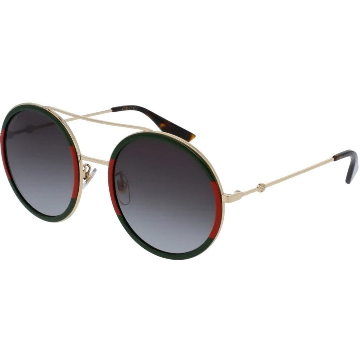 Gucci GG0061S-003  Round Sunglasses with Signature Green-Red Accents