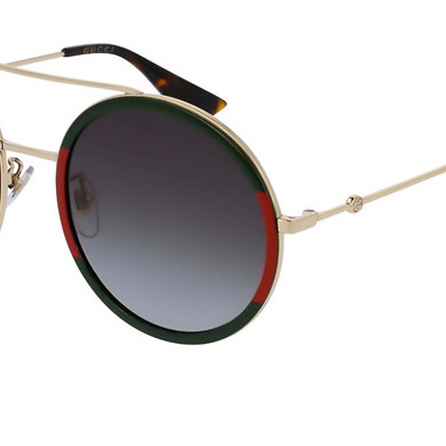 Gucci GG0061S-003  Round Sunglasses with Signature Green-Red Accents