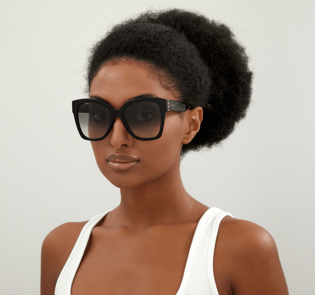 Gucci GG0459S-001 Oversized Black Square Sunglasses with Stripe Accent