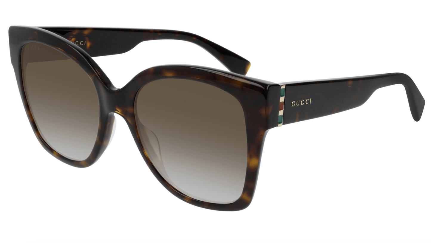 Gucci GG0459S-002 Tortoiseshell Oversized Sunglasses with Signature Stripe