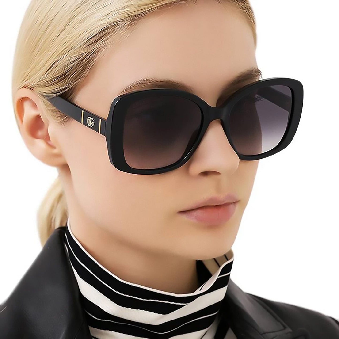 Gucci GG0762S-001 Oversized Black Gradient Square Sunglasses