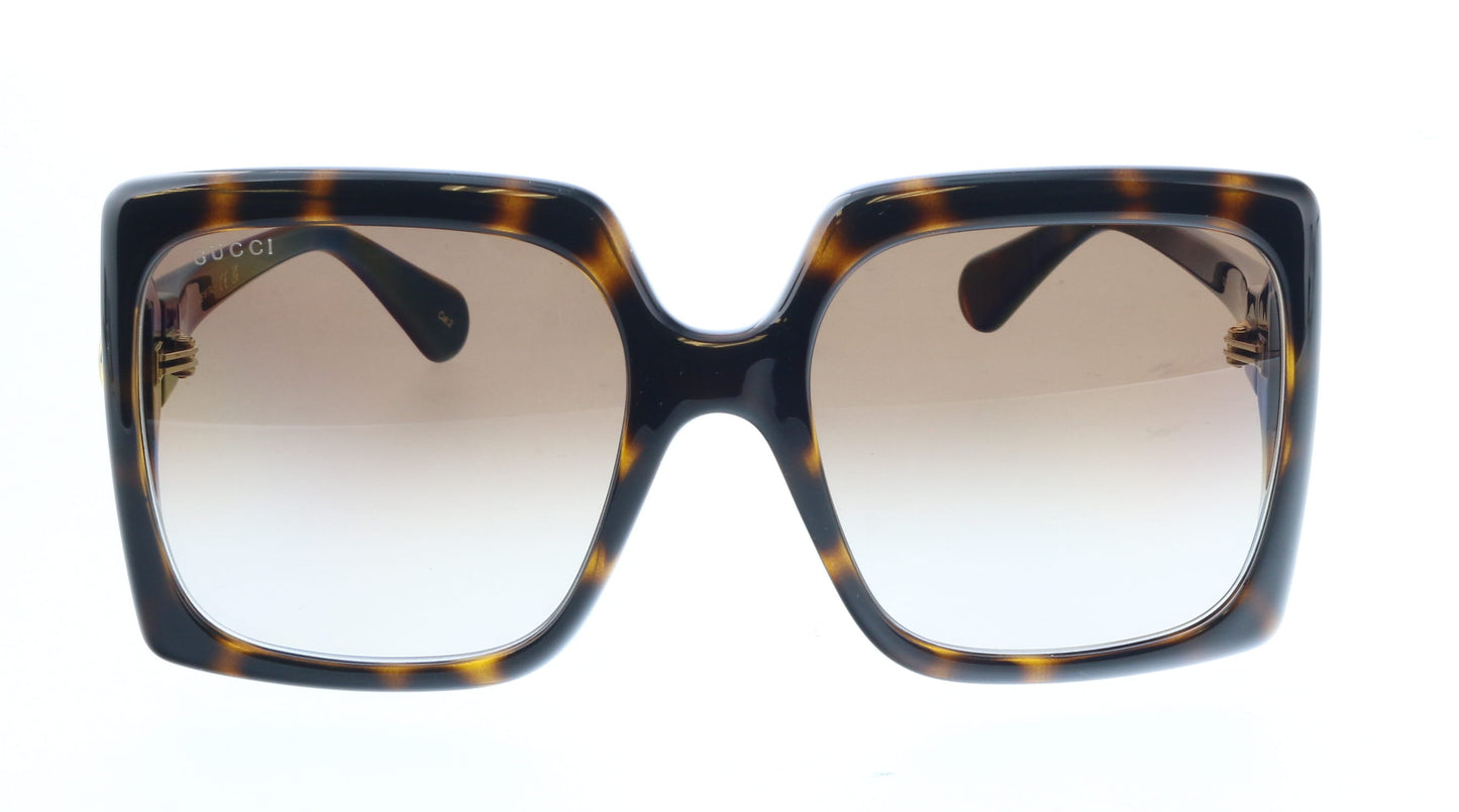 Gucci GG0876S-002  Oversized Square Tortoiseshell Sunglasses with Gold Logo