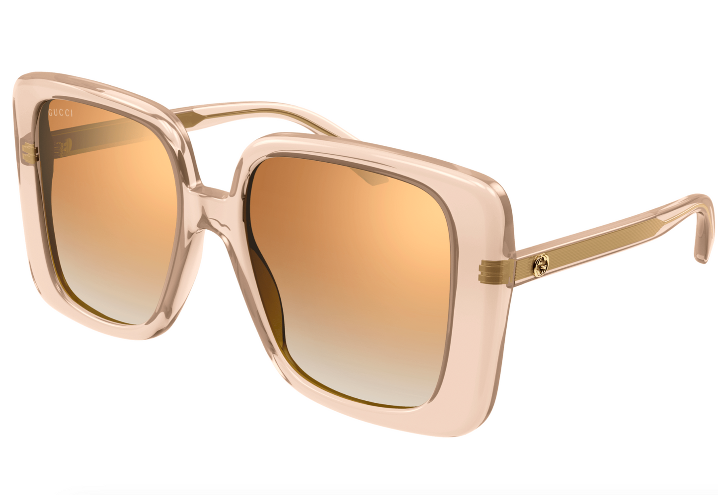 Gucci GG1314S-005 Chic Oversized Square Sunglasses with Gradient Gold Mirror Len