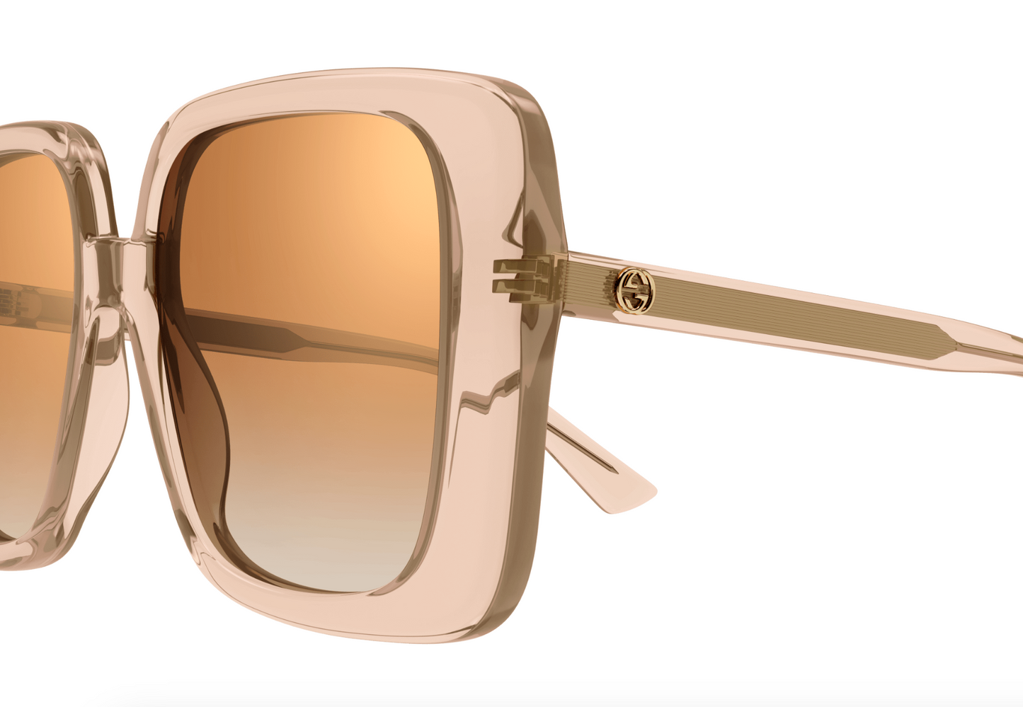 Gucci GG1314S-005 Chic Oversized Square Sunglasses with Gradient Gold Mirror Len