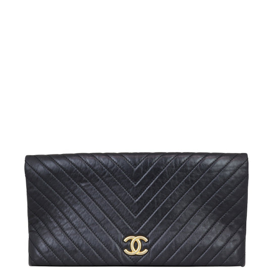 Chanel Chevron Fold Over Clutch