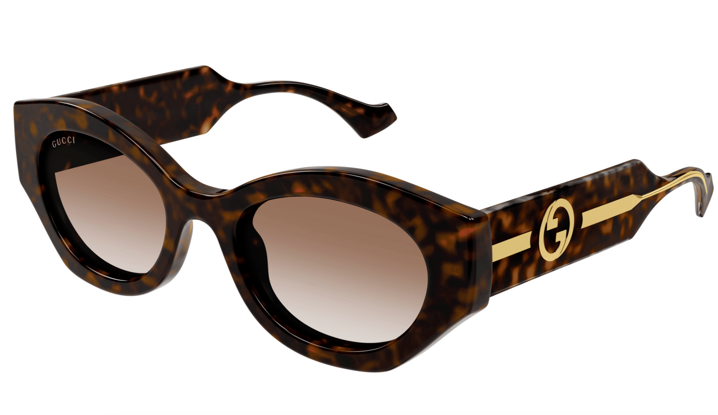 Gucci GG1553S-002 Havana & Crystal round Ladies Sunglasses