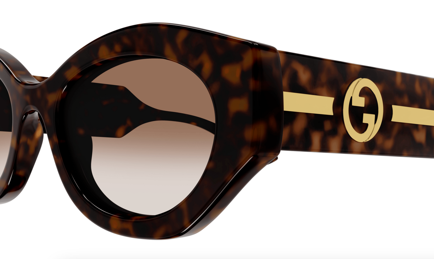 Gucci GG1553S-002 Havana & Crystal round Ladies Sunglasses