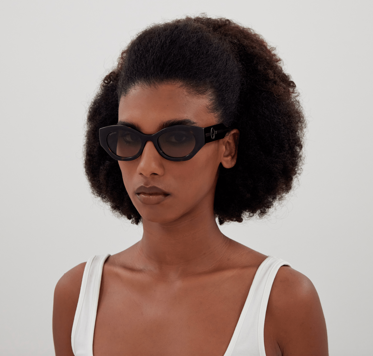 Gucci GG1553S-002 Havana & Crystal round Ladies Sunglasses