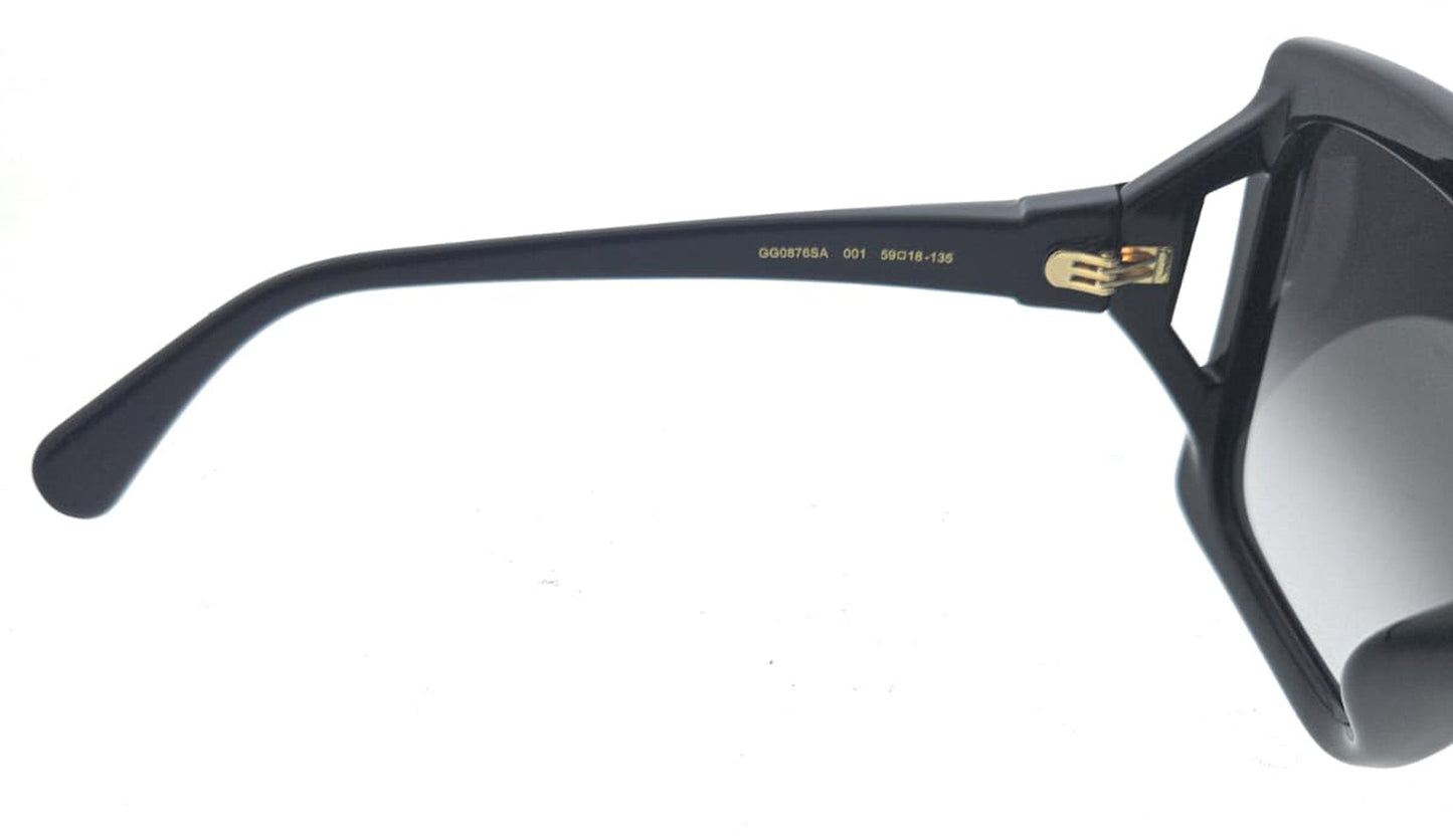 Gucci GG0876SA-001 Black Grey Square Sunglasses