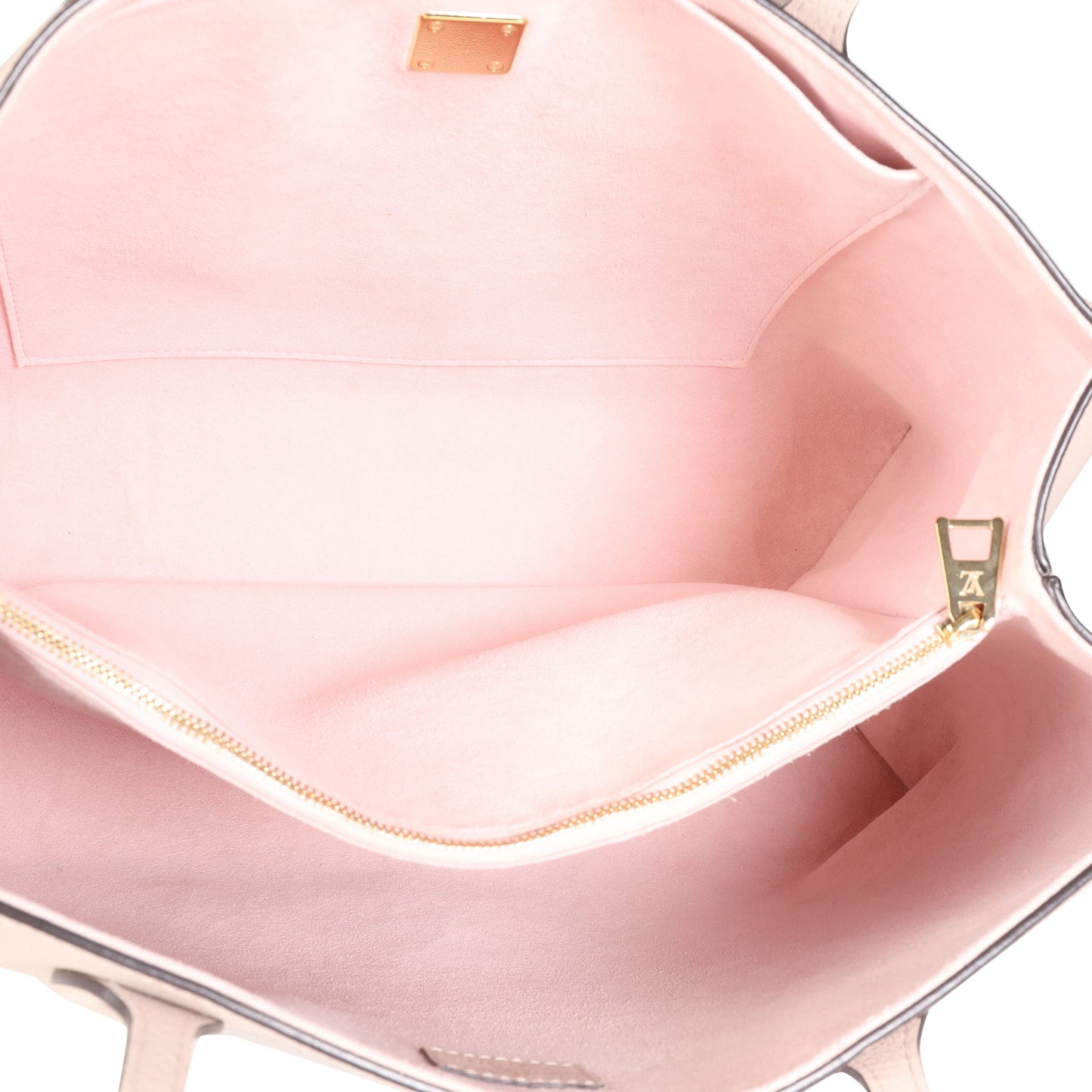 LOUIS VUITTON Greige Grained Calf Leather Lockme Shopper Handbag