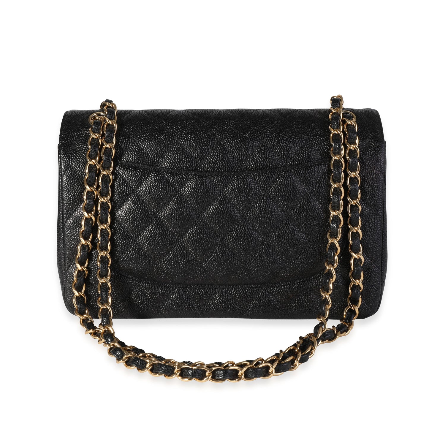 CHANEL Black Quilted Caviar Jumbo Classic Double Flap Bag