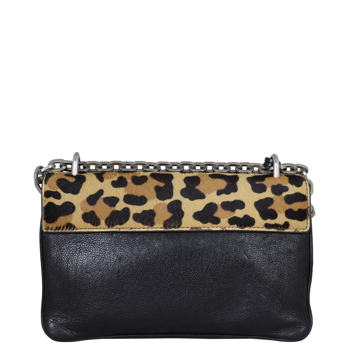 Prada Leopard Print Pony Hair Chain Flap Bag