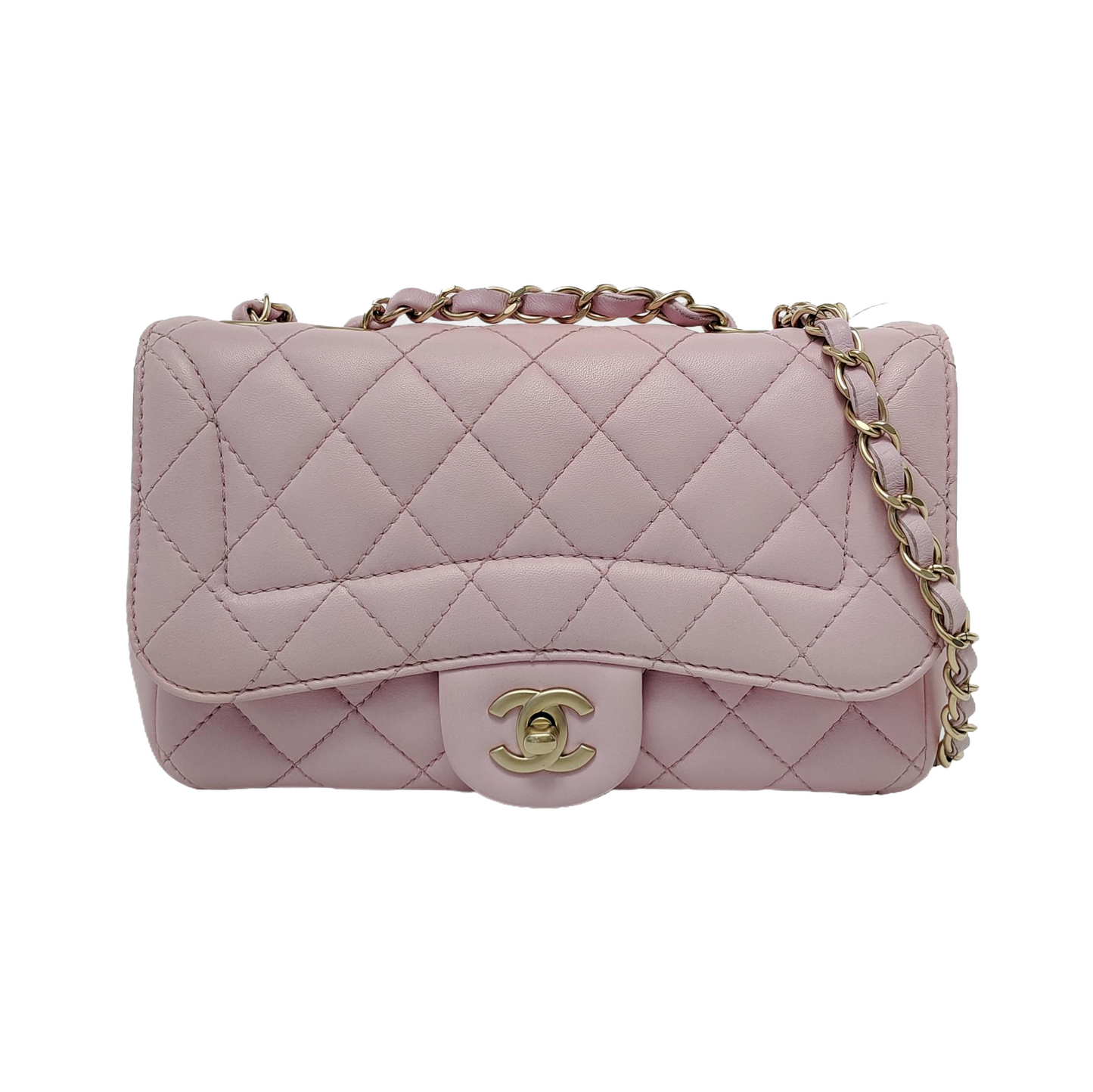 Chanel Diana Flap Small Pink Lambskin Leather Double Chain Gold Hardware 2015-2016