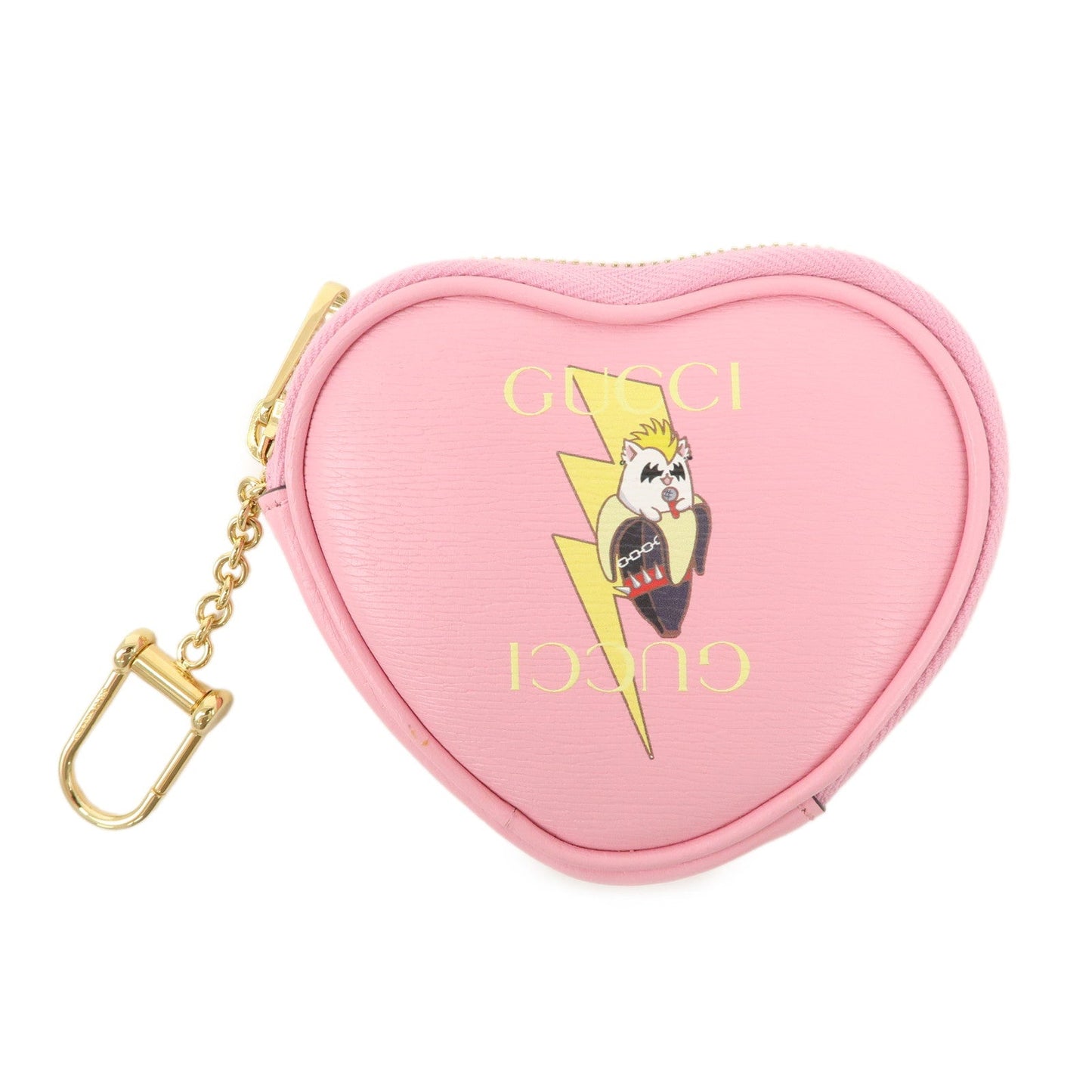 GUCCI Bananya Collaboration Leather Heart Coin Case Pink 701062