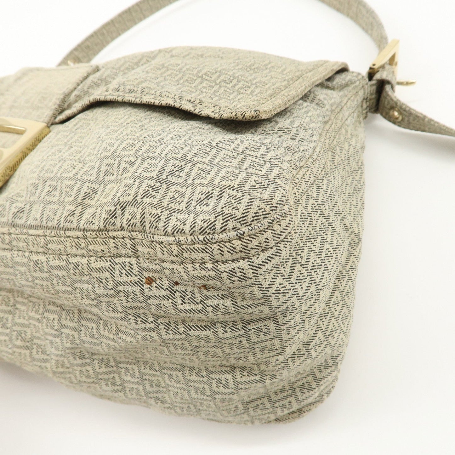 FENDI Mamma Baguette Micro FF Canvas Shoulder Bag Gray 8BR001