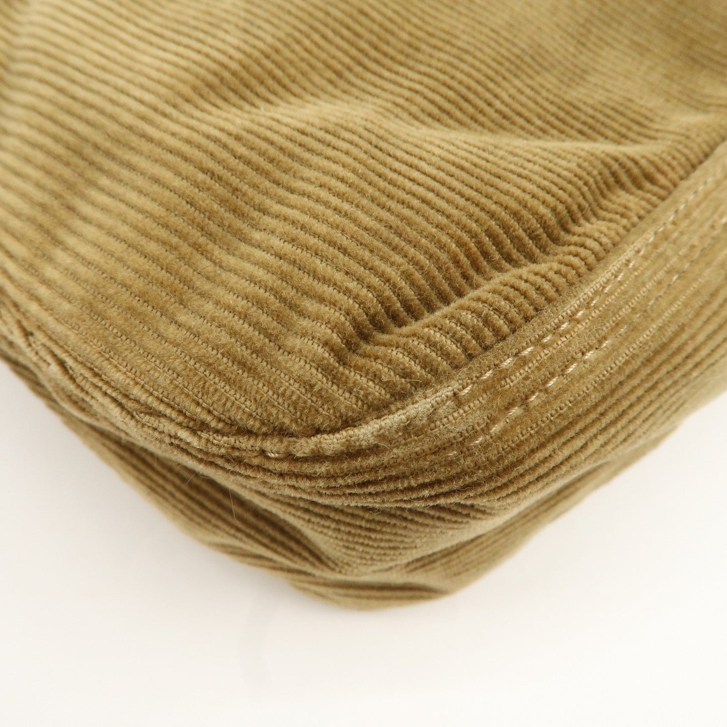 FENDI Mamma Baguette Corduroy Shoulder Bag Khaki 26725