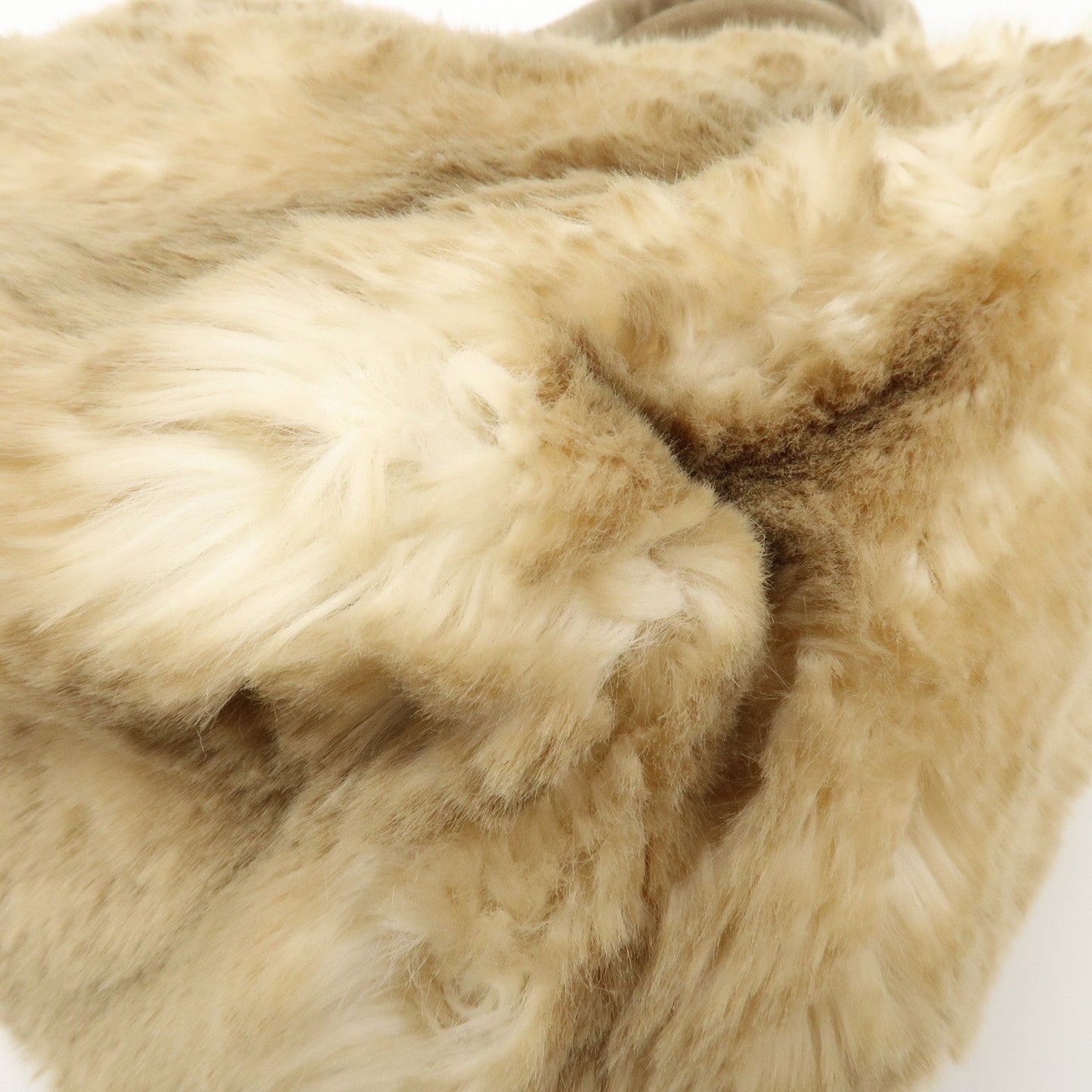 PRADA Eco Lapin Fur Suede Canapa Large Tote Bag Beige BN1918