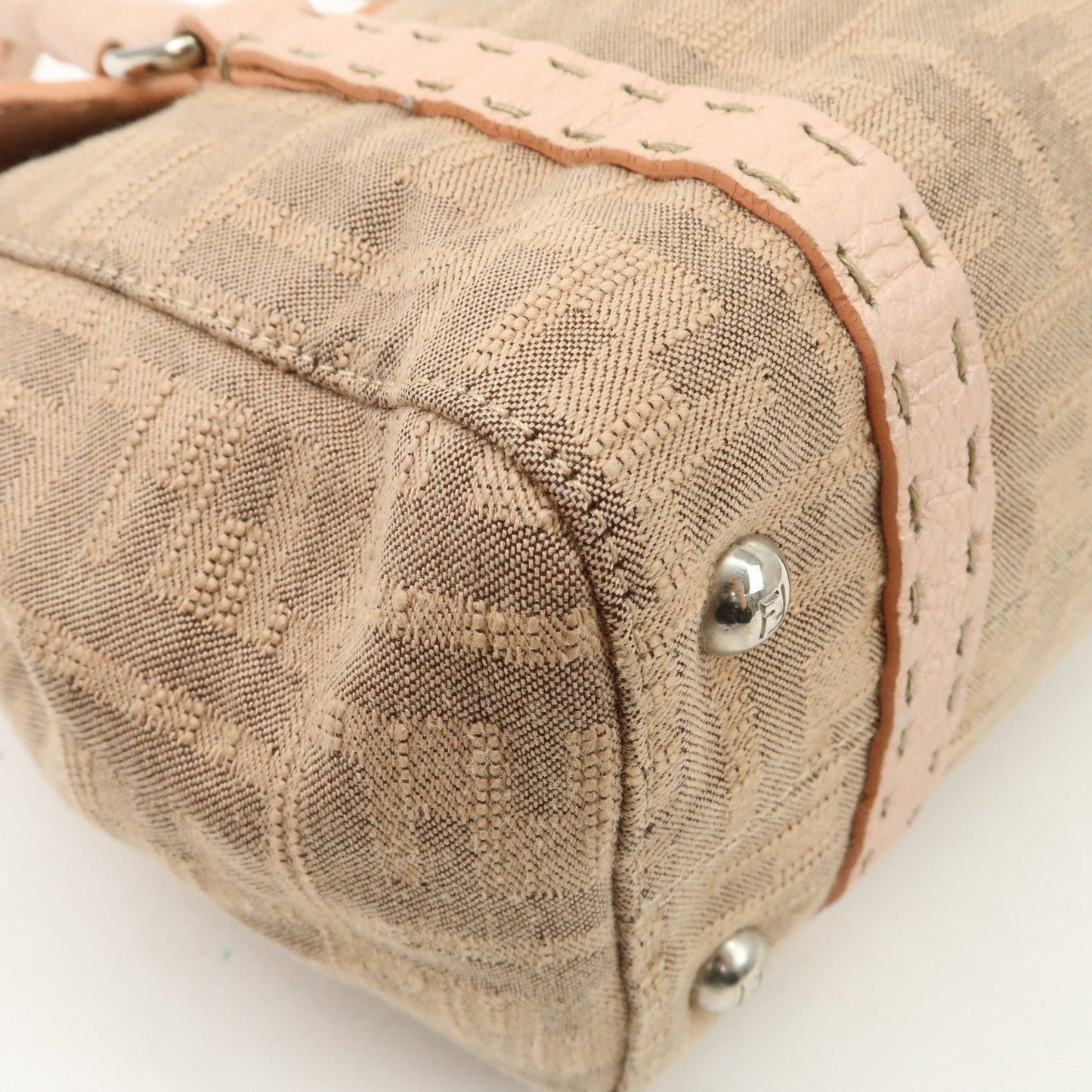 FENDI Zucca Selleria Leather Mini Linda Hand Bag Pink 8BR486